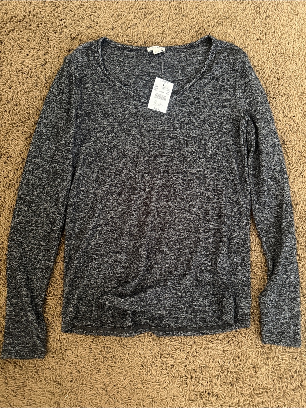 J. Crew Marled V-Neck Long Sleeve Top - Charcoal